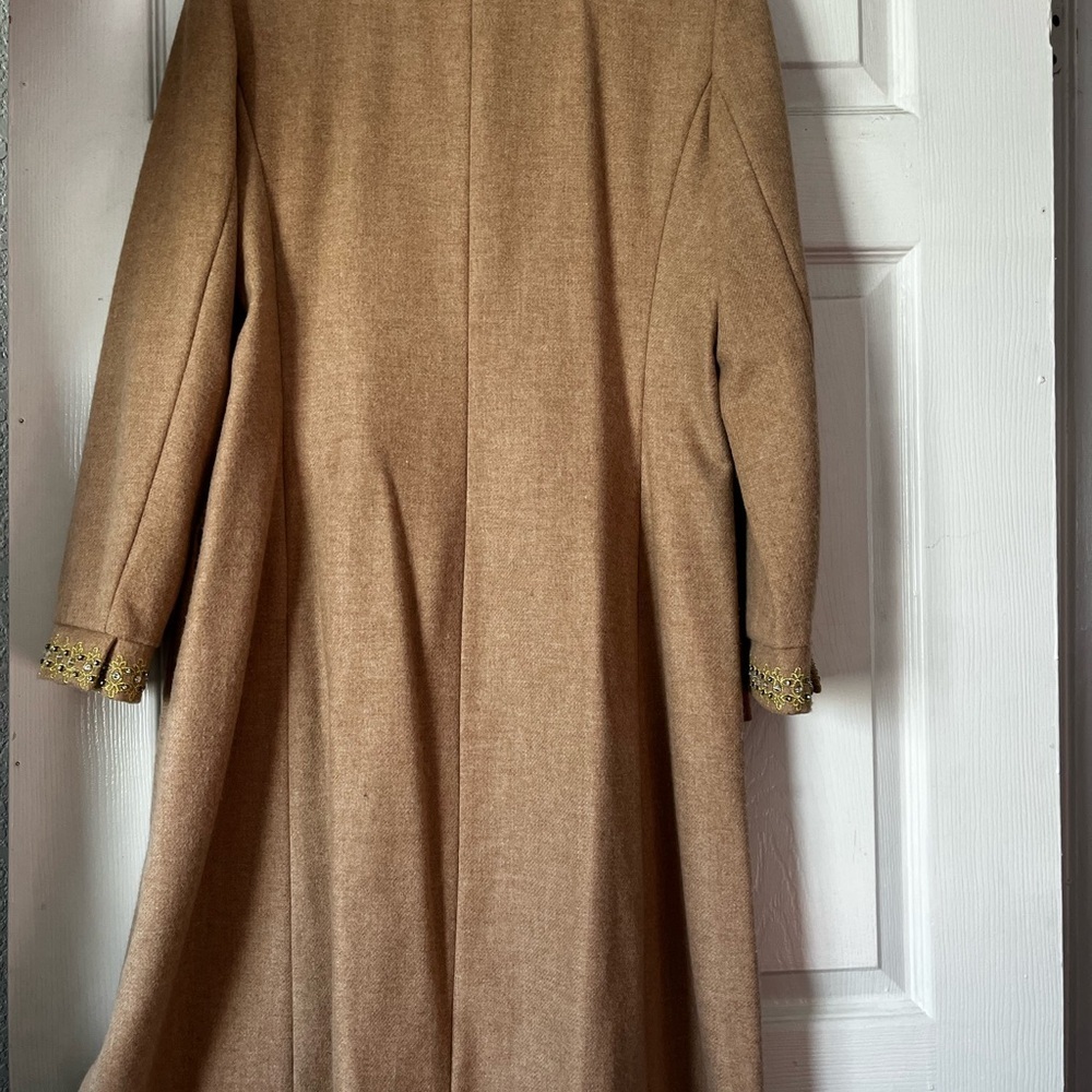 Tocca Tan Coat with Embellished Trim - Picture 5 of 6